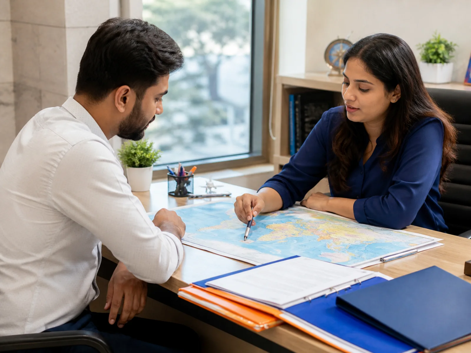 AB Overseas consultant discussing international options with a client